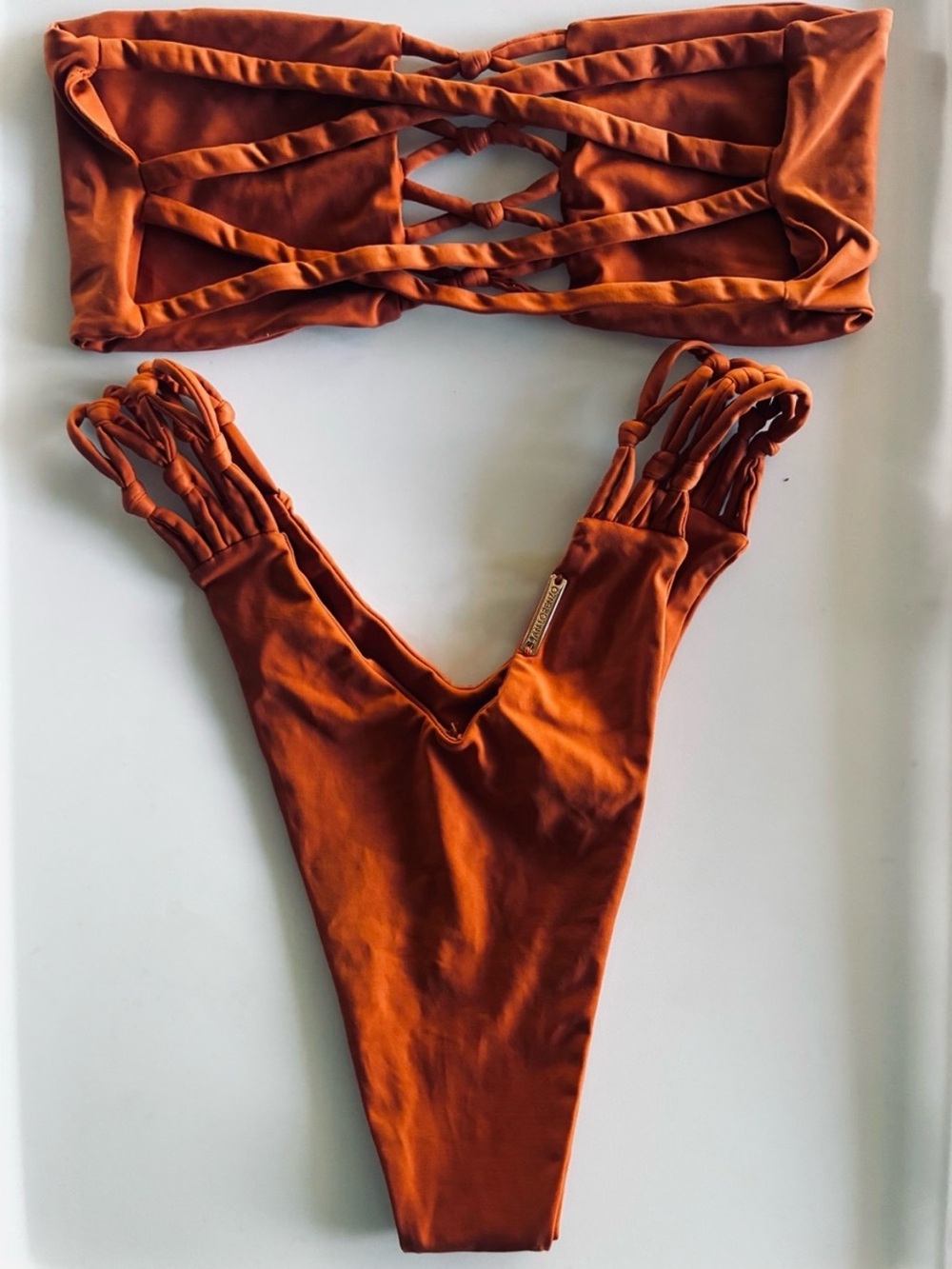 San Lorenzo Orange Strappy Bandeau Bikini - Picture 2 of 4